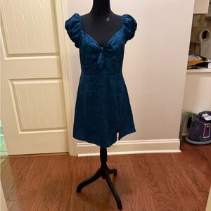 Mi Ami Teal Puff Sleeve Dress